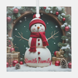 Navidad vintage - Ornamento de plaza de vidrio