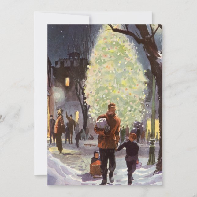 Navidad Vintage, Padre de compras con los niños (Anverso)