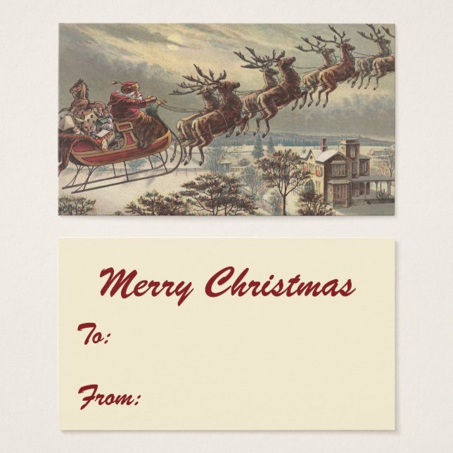 Navidad vintage, Papá Noel victoriano en Sleigh (Anverso y reverso)