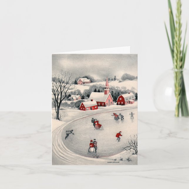 Navidad vintage, patinadores de hielo victorianos  (Anverso)
