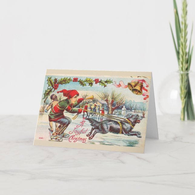 Navidad vintage - Patinaje sobre hielo en un lago  (Anverso)