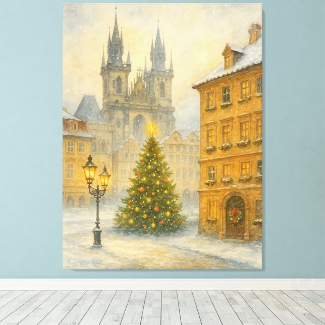 Navidad Vintage Praga • Arte Retro del Casco Antig (Insitu (piso de madera))
