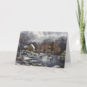 Navidad vintage, primeros patinadores de invierno