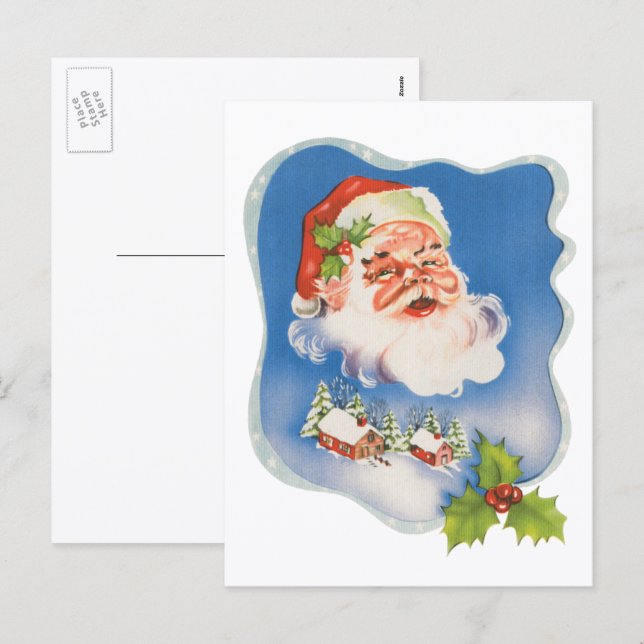 Navidad Vintage, Retro Santa Claus Alegre (Anverso / Reverso)