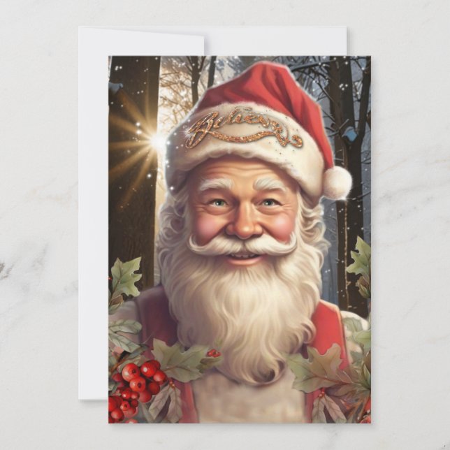 Navidad vintage Santa Claus bosque de madera (Anverso)