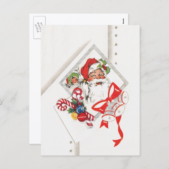 Navidad vintage, Santa Claus con bastones de caram (Anverso / Reverso)