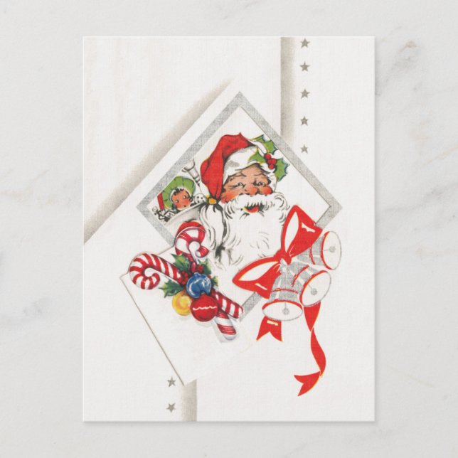 Navidad vintage, Santa Claus con bastones de caram (Anverso)