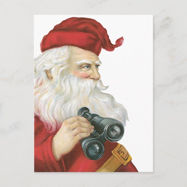 Navidad vintage, Santa Claus con Binoculares (Anverso)