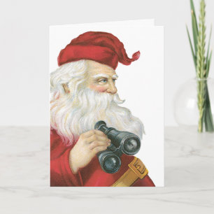 Navidad Vintage, Santa Claus con Prismáticos