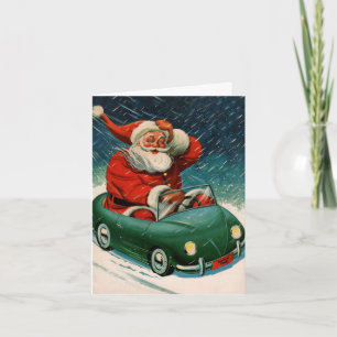 Navidad vintage, Santa Claus en un auto gracias