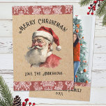 Navidad vintage Santa Claus Festividad<br><div class="desc">Celebra la magia de los Navidades con nuestra tarjeta de Navidades de fotos Vintage Santa Claus. La tarjeta de Navidades está adornada con un ilustracion de alegre Santa Claus, en un fondo de papel kraft con tu foto en la parte posterior. Las obras de arte de inspiración vintage le darán...</div>