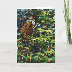 Navidad vintage, Santa Claus victoriano con árbol