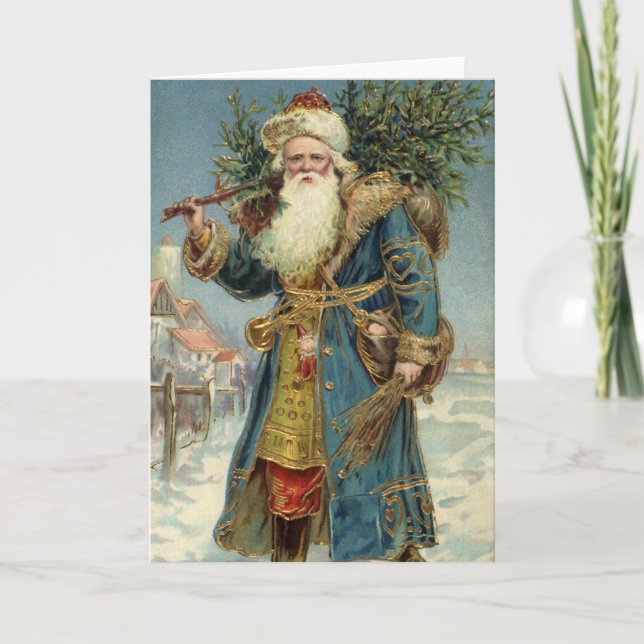 Navidad vintage, Santa Claus victoriano con árbol (Anverso)