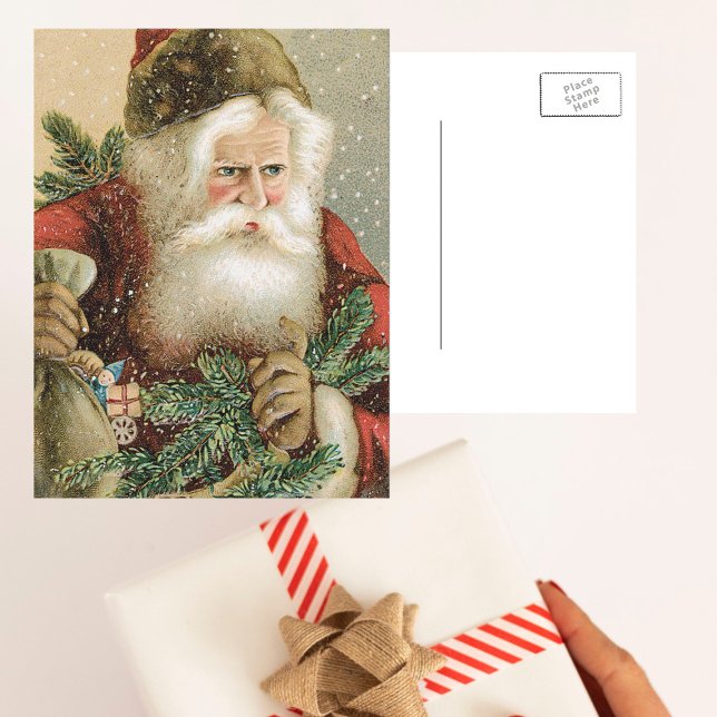 Navidad vintage, Santa Claus victoriano con pino (Subido por el creador)