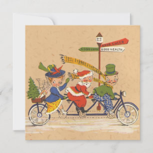 Navidad Vintage, Santa Claus Victoriano en Bicicle