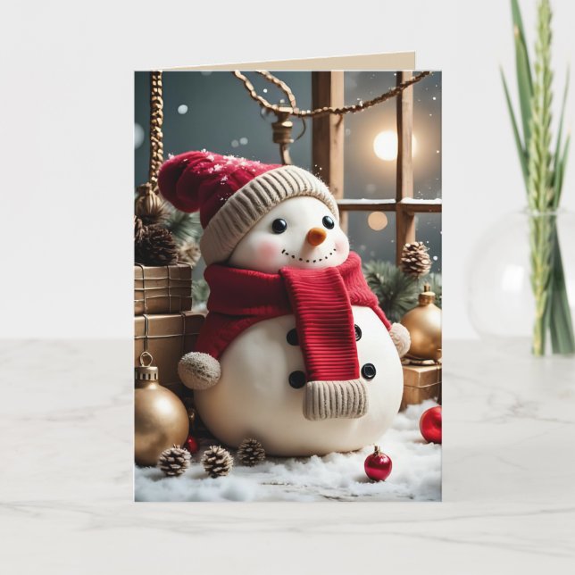 Navidad Vintage - Tarjeta de Felicitación Plegable (Anverso)