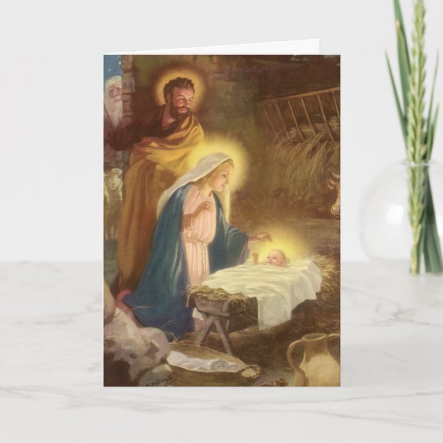 Navidad vintage, tarjetas fáciles de Personalizar (Anverso)