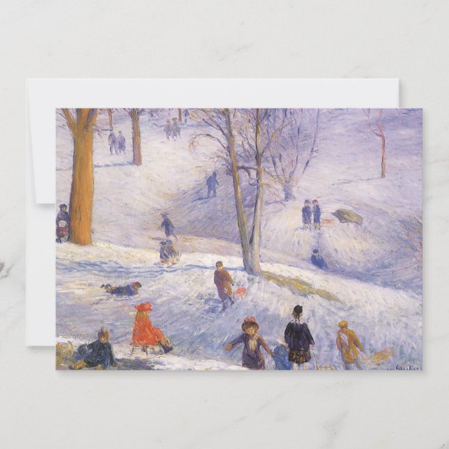 Navidad Vintage, Trineo, Central Park Glackens (Anverso)
