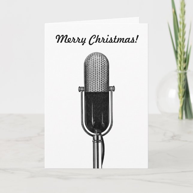 Navidad vintage, viejo micrófono retro con capucha (Anverso)
