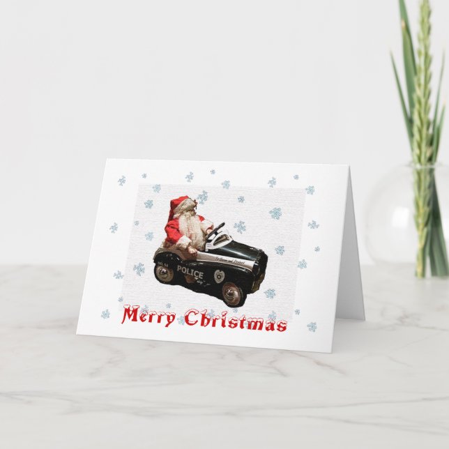 Navidad y tarjeta de coche policía de Santa (Anverso)