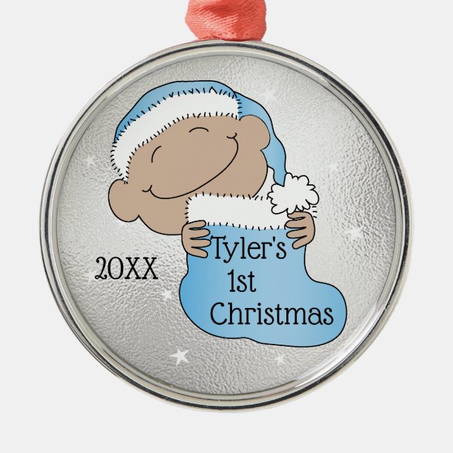 Navidades1.ᵉʳ Navidades Ornamento azul claro (Frente)