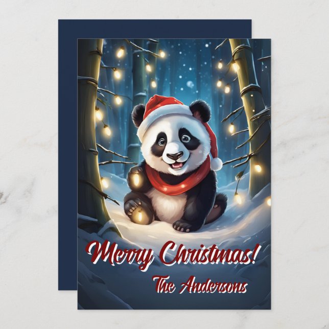 Navidades 10 panda, vacaciones felices, tarjeta de (Anverso / Reverso)