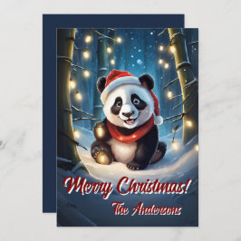 Navidades 10 panda, vacaciones felices, tarjeta de