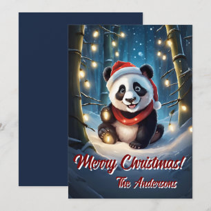 Navidades 10 panda, vacaciones felices, tarjeta de