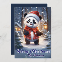 Navidades 1 panda, vacaciones felices, tarjeta de 