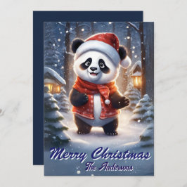 Navidades 1 panda, vacaciones felices, tarjeta de 