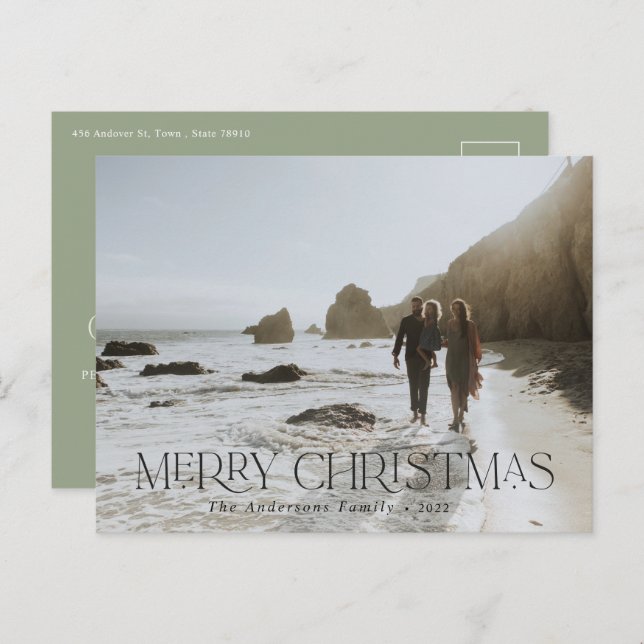 Navidades 1 postal de estampado floral botánico (Anverso / Reverso)