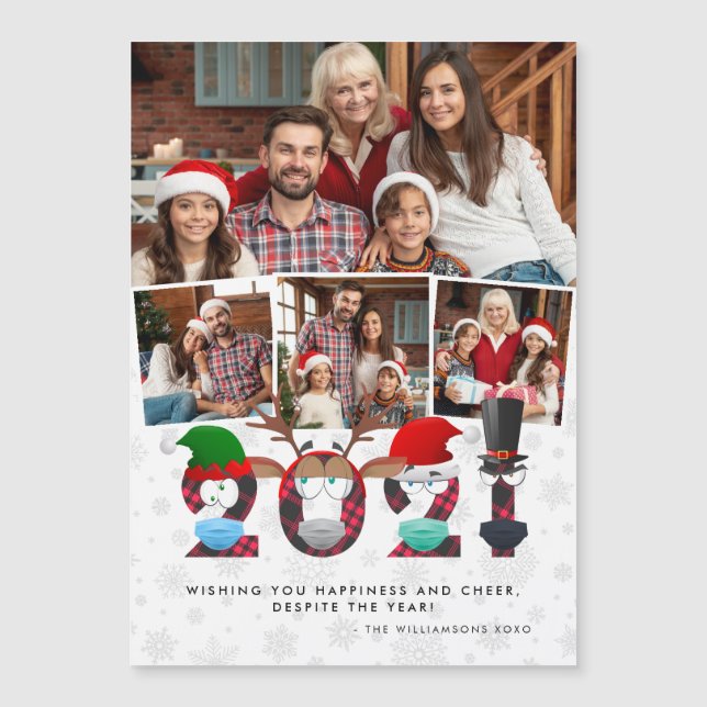 Navidades 2021 con máscaras de caras mudas y fotos (Anverso)