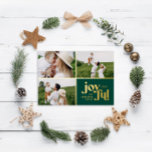 Navidades 3 foto tarjeta de vacaciones de Relieve<br><div class="desc">Navidades 3 foto tipografía moderna tarjeta de vacaciones verdes. Diseño gráfico de diseño minimalista,  parte de una colección. Disponible en otros colores.</div>