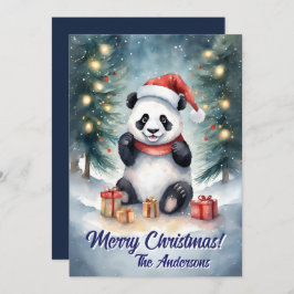 Navidades 3 panda, vacaciones felices, tarjeta de 