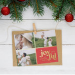 Navidades 3 tarjeta de vacaciones de Relieve metal<br><div class="desc">Navidades 3 fotos tipografía moderna tarjeta de vacaciones en rojo,  Relieve metalizado y blanco. Diseño gráfico de diseño minimalista,  parte de una colección. Disponible en otros colores.</div>