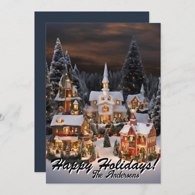 Navidades 5 Aldea, vacaciones felices, tarjeta de  (Anverso / Reverso)