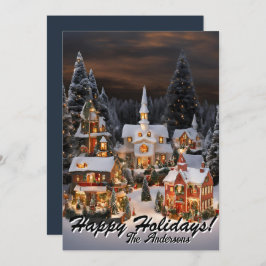 Navidades 5 Aldea, vacaciones felices, tarjeta de 