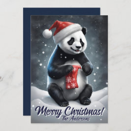 Navidades 5 panda, vacaciones felices, tarjeta de 