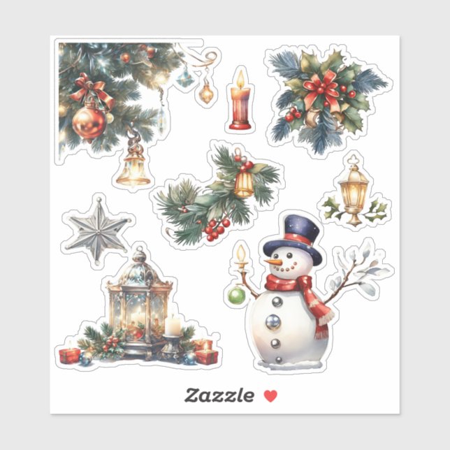 Navidades_5 Personalizado Pegatina de vinilo de co (Hoja)