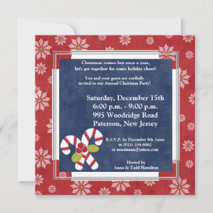 navidades 5x5 Holly en invitación a candy canes