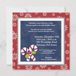 navidades 5x5 Holly en invitación a candy canes