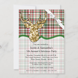 navidades 5x7 Invitación a reno Purpurina de oro P