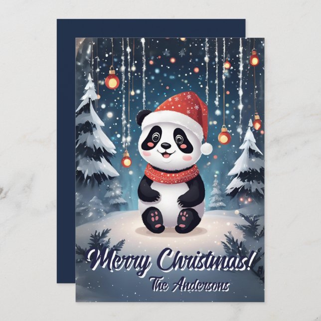 Navidades 6 panda, vacaciones felices, tarjeta de  (Anverso / Reverso)