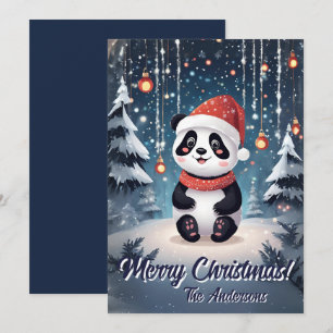 Navidades 6 panda, vacaciones felices, tarjeta de