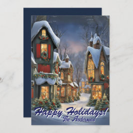 Navidades 7 Aldea, vacaciones felices, tarjeta de 