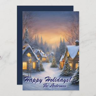 Navidades 8 Aldea, vacaciones felices, tarjeta de
