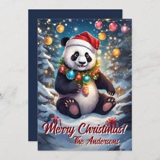 Navidades 8 panda, vacaciones felices, tarjeta de 