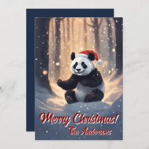 Navidades 9 panda, vacaciones felices, tarjeta de 