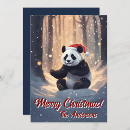 Navidades 9 panda, vacaciones felices, tarjeta de 