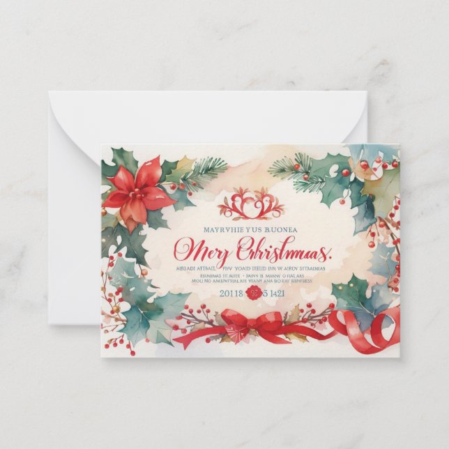Navidades acuarela antigua tarjeta de invitación p (Anverso)
